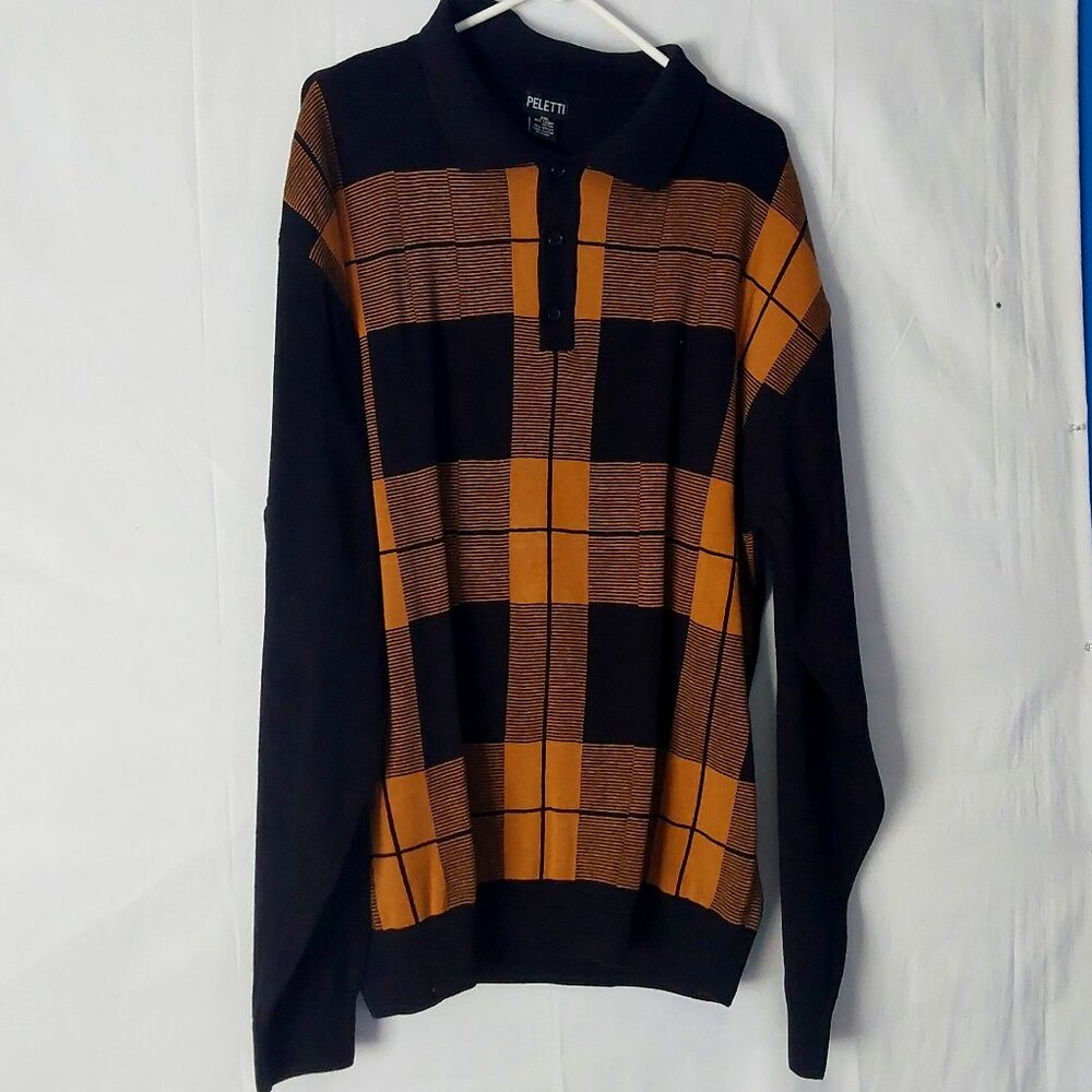 Peletti Elegant Men's Color Block Cotton Blend Sweater Size 2XL
